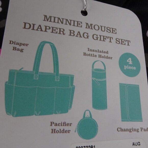 Disney Baby Minnie Mouse Diaper Bag 8 Pockets 4 Piece Set 19" Large NEW - Picture 11 of 11